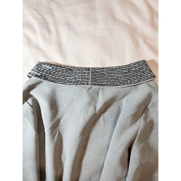 Trina Turk Women Heather Gray Embellished‎ Roll Neck Blouse | Missing Beads - Picture 5 of 10